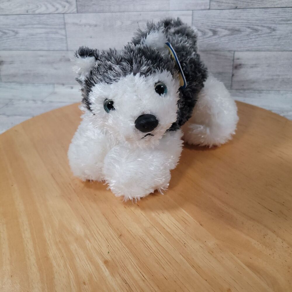 Aurora Flopsies 9" Gray and White Husky Dog Plush Stuffed Animal Soft Cuddly Toy